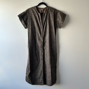 Lilla P brown leapard print shirt midi/maxi dress